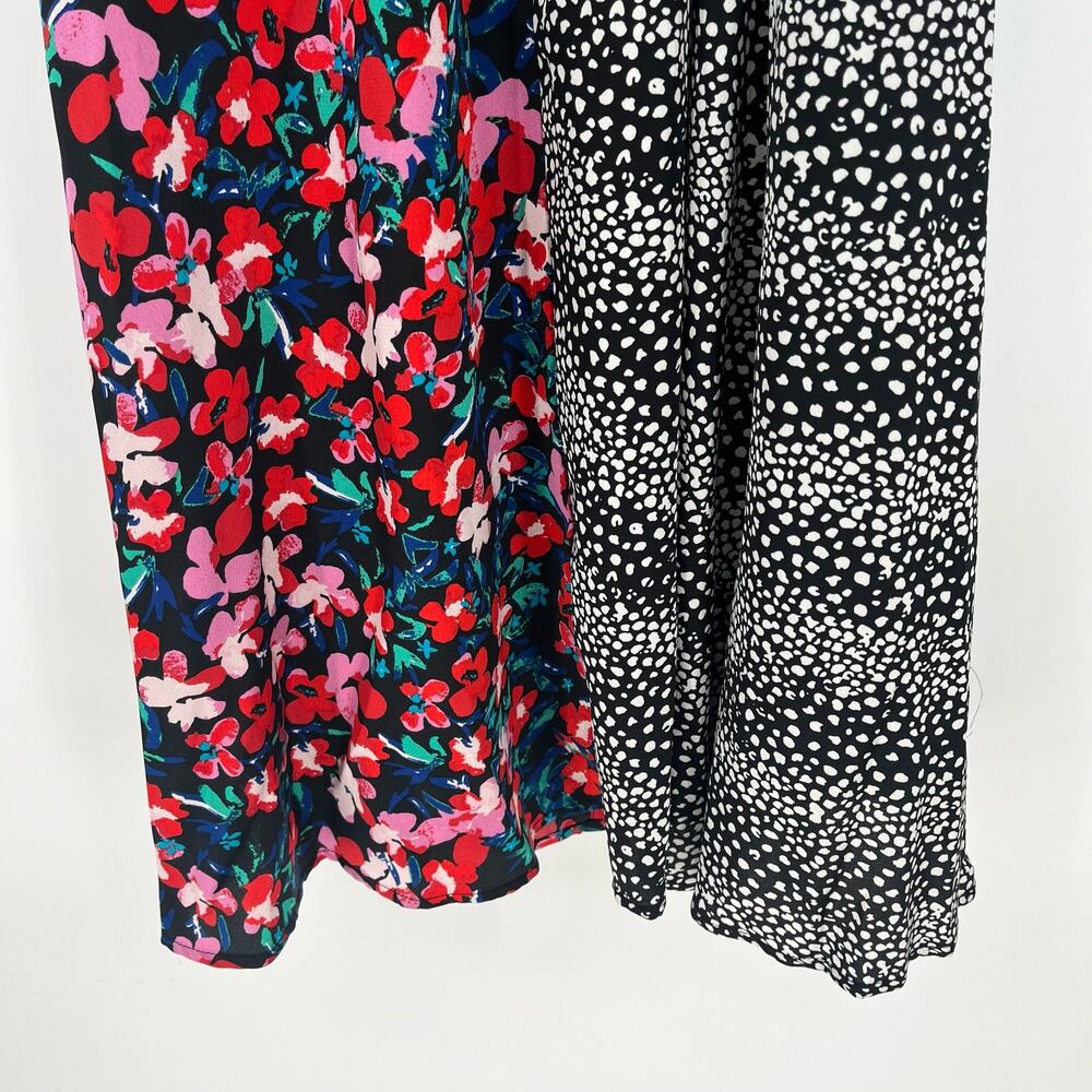 Vintage Simply Styled Wrap Dress Womens Small Mixed Print Floral Polka Dot Midi - Picture 5 of 12